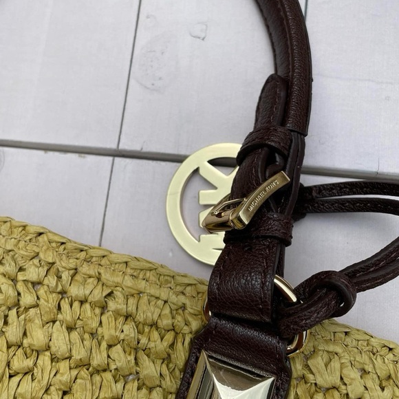 Michael Kors Woven Olive Tote with Brown Handles - Picture 7 of 7